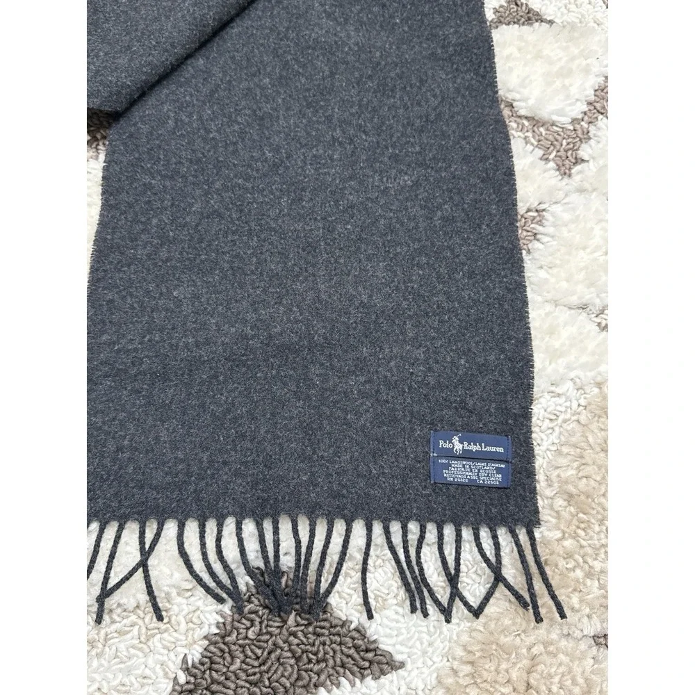 Polo Ralph Lauren 100% Lambswool Scarf Red Pony Embroidery Scotland Quiet Luxury